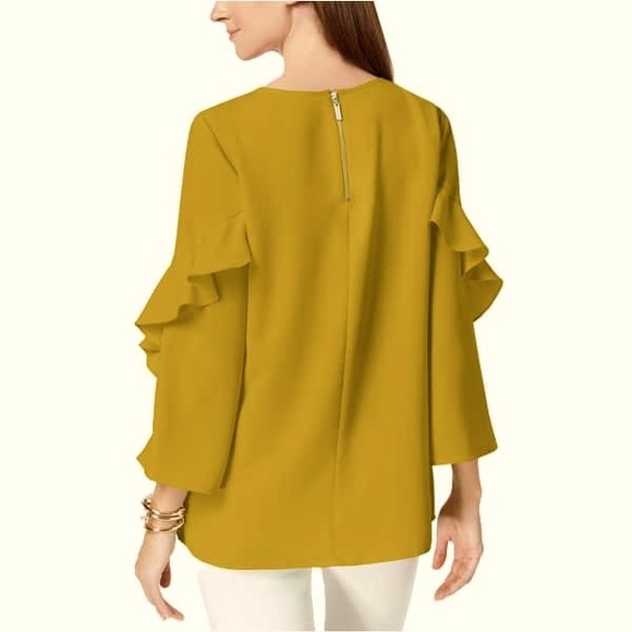 Alfani Tops - Alfani Ruffled-Sleeve Zip-Back Top